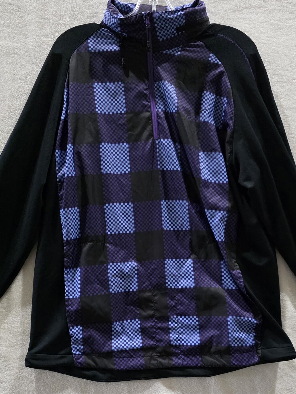 NIKE GOLF Women's Half-Zip Pullover Jacket | Size Large | Purple Checker Print